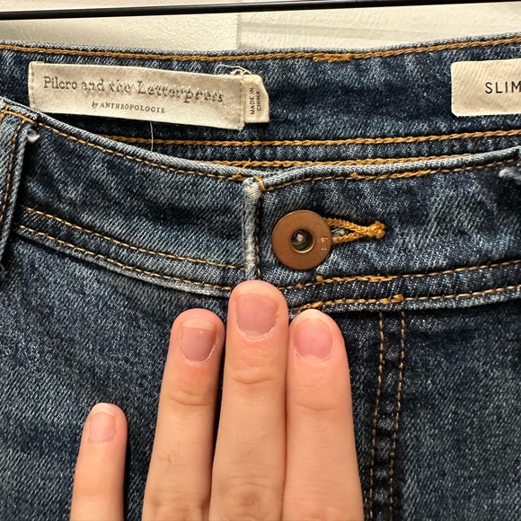 Pilcro High-Rise Embroidered Slim Straight Jeans, Denim Medium Blue - Picture 12 of 16